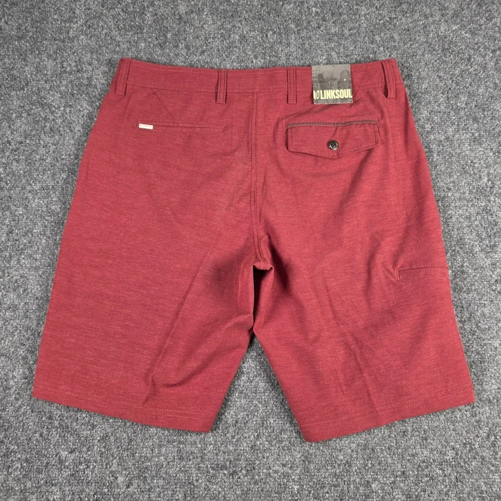 Linksoul Boardwalker Shorts Mens 34 Red Heathered Stretch Golf Casual NWT